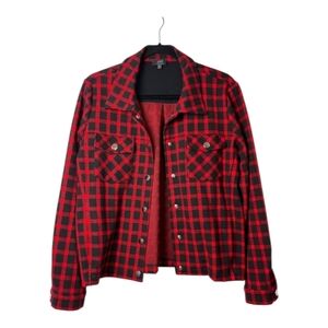 Yest Red and Black Plaid Utility Jacket Boxy Fit Shacket